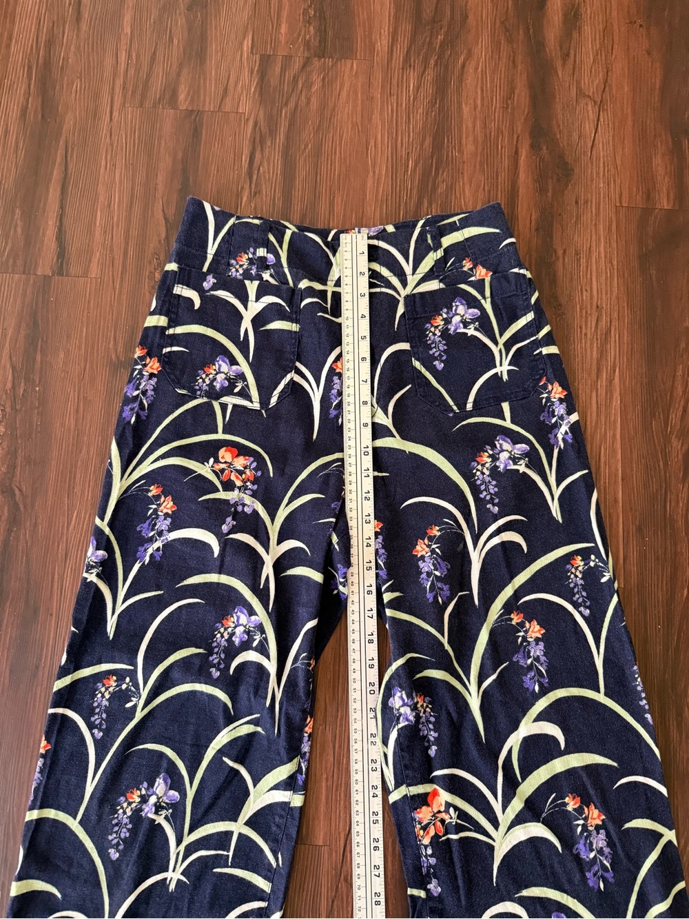 Anthropology x Maeve Women's Navy Floral Wide-Leg Pants - Picture 3 of 9